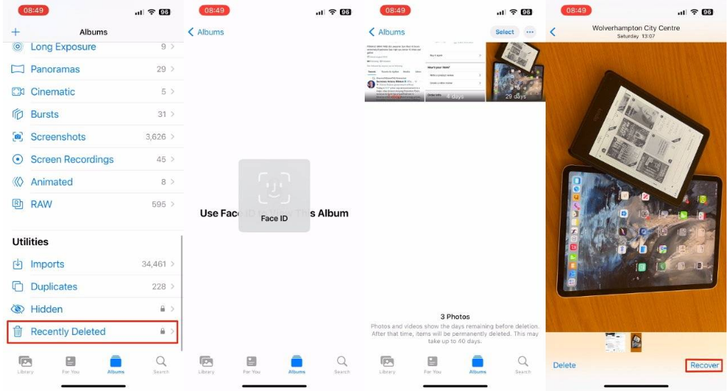 下城苹果14维修分享 iPhone14 上恢复已删除的照片 