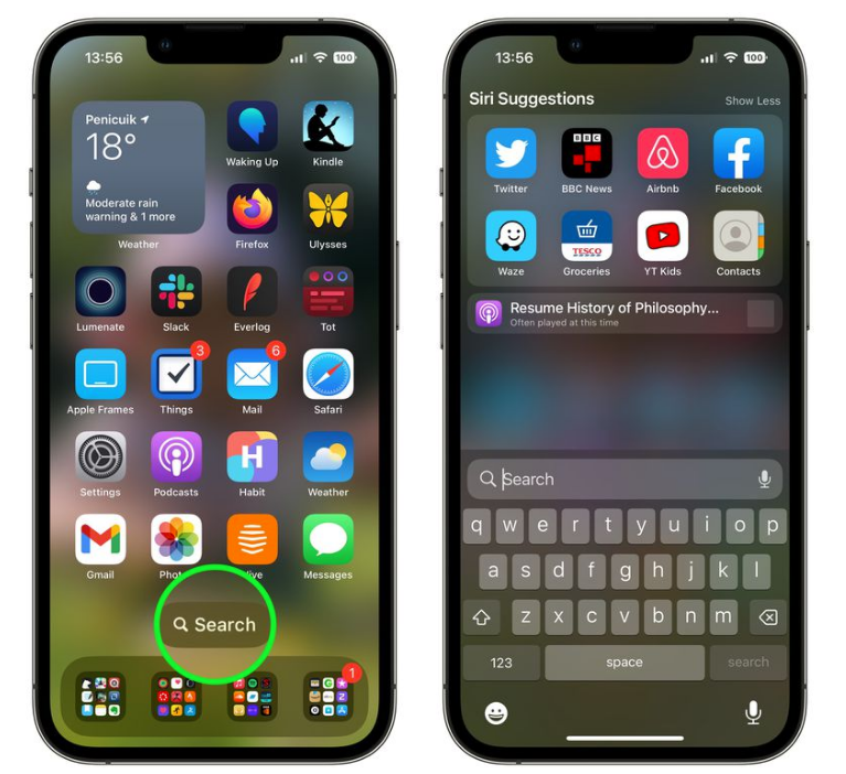 下城苹果手机维修分享升级到 iOS 16 后，如何删除主屏幕上的搜索按钮 