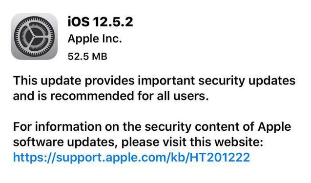 下城苹果手机维修分享iOS12.5.2发布，建议所有老苹果用户安装 